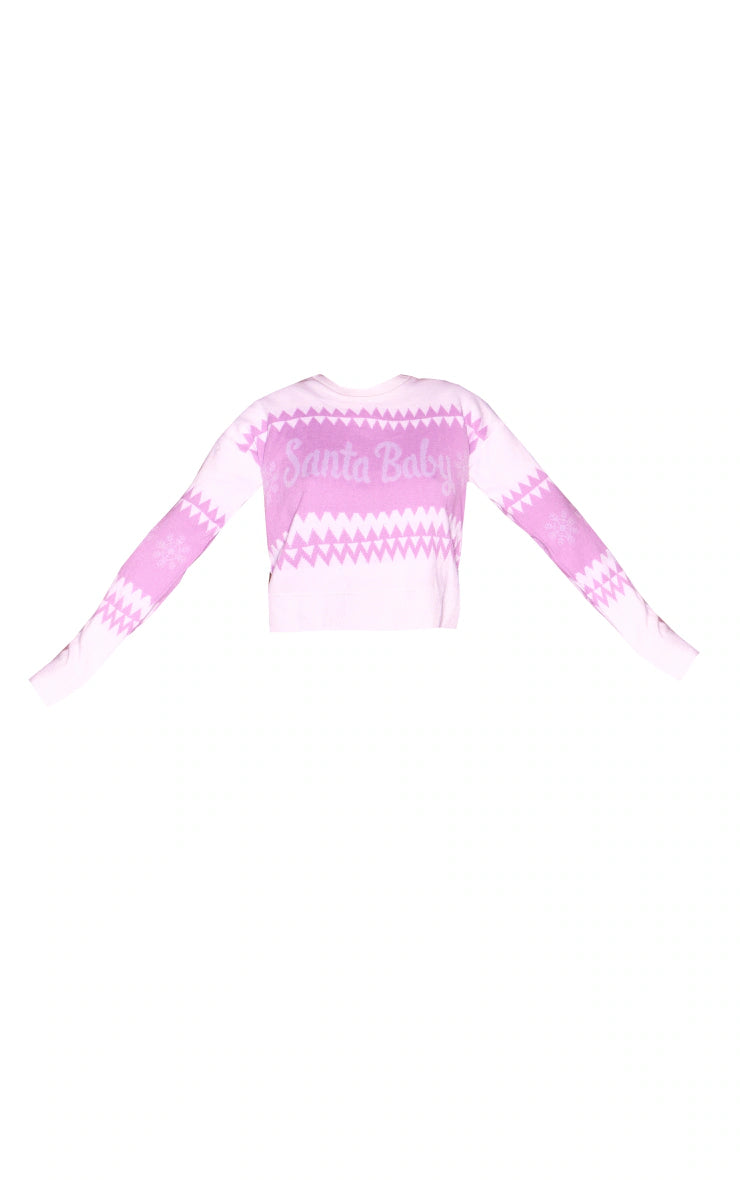 LILAC SANTA BABY CROPPED CHRISTMAS JUMPER