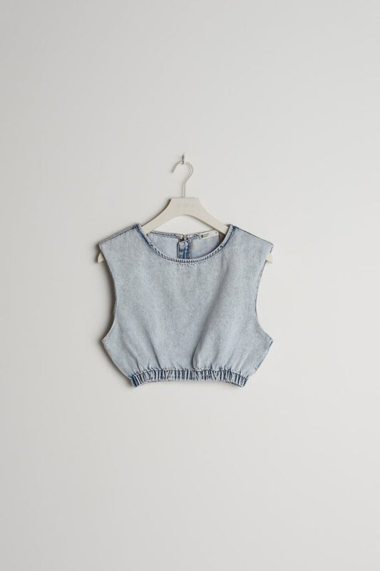 Sleeveless Denim Top Blue