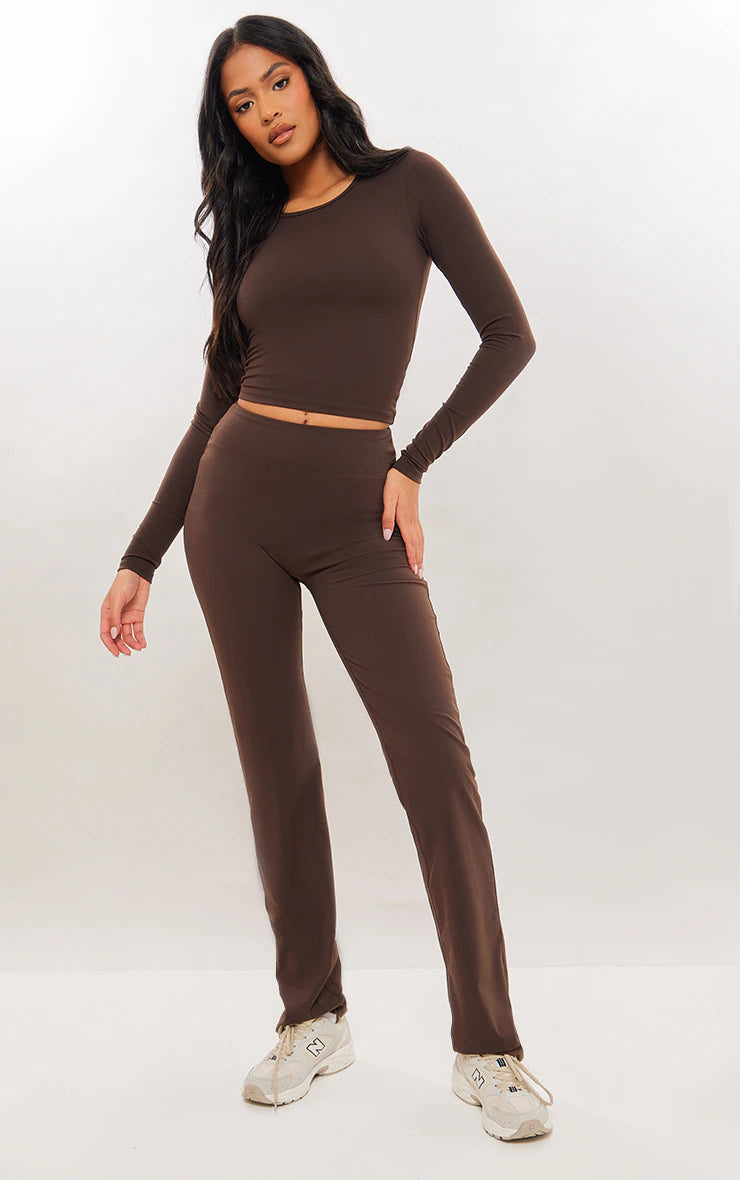 Tall Coffee Contour Sculpt Flare Trousers