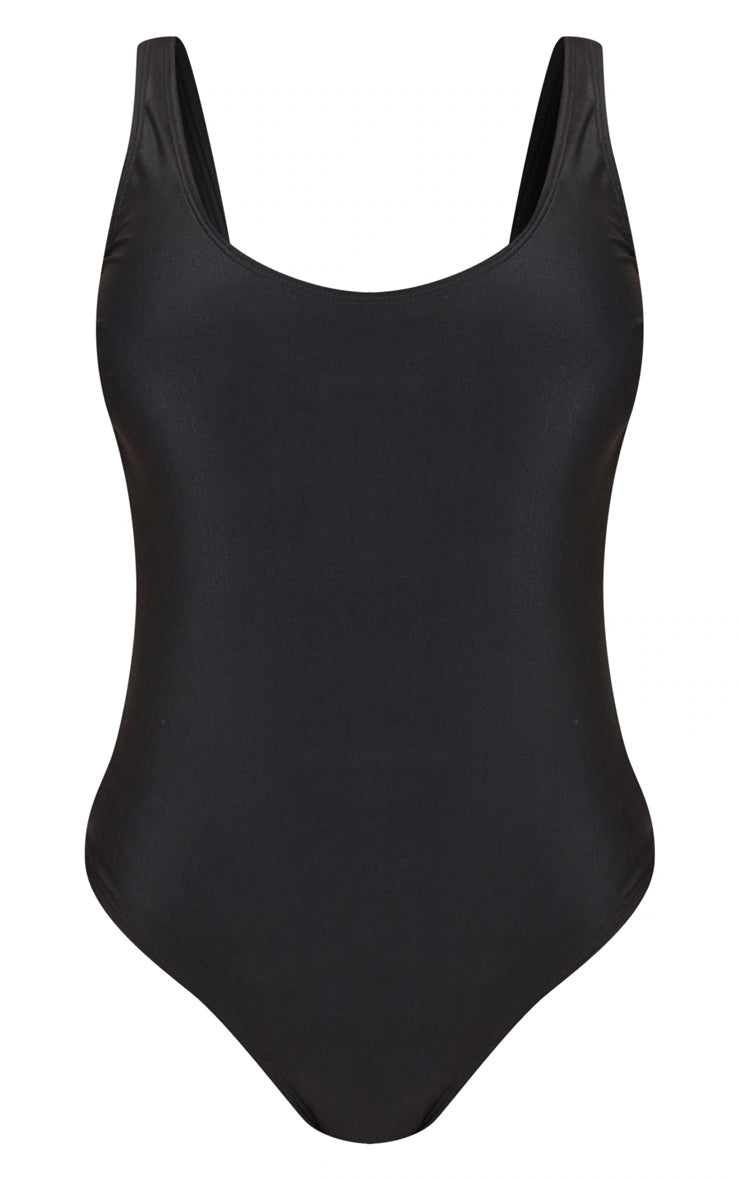 Black Basic Scoop Swimsuit