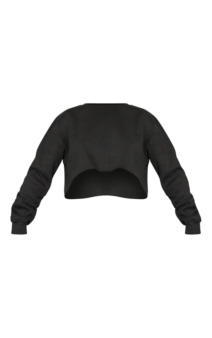 OVERSIZED BLACK CROP SWEATSHIRT