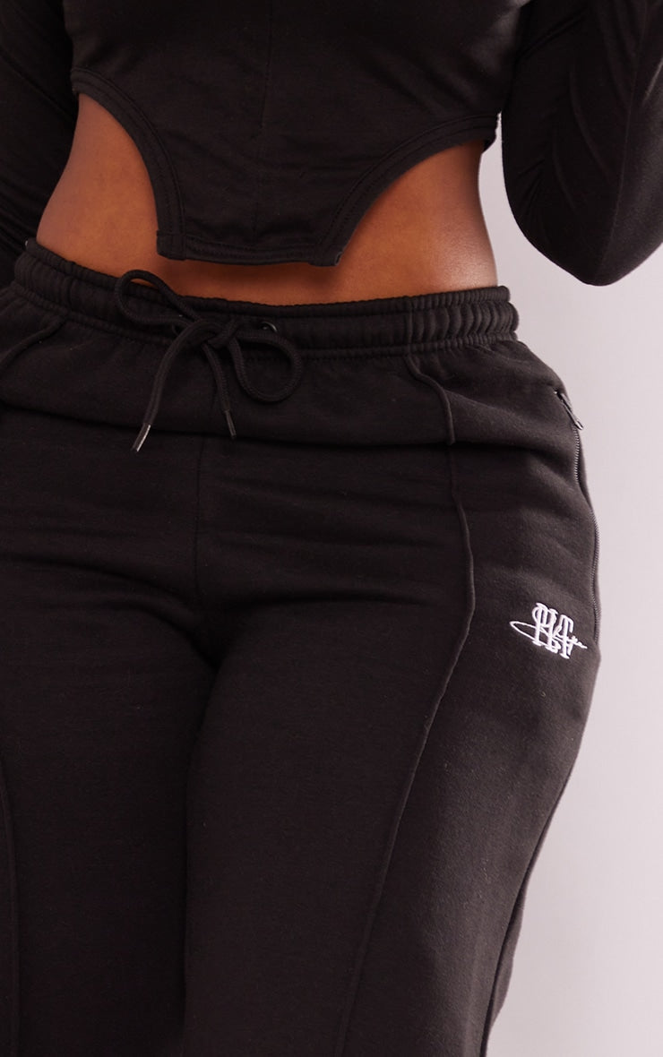 Shape Black Prettylittlething Zip Pocket Wide Leg Sweatpants