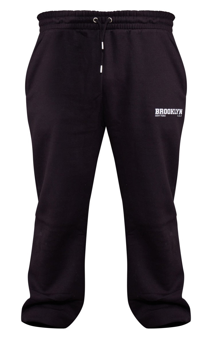 PLUS BLACK BROOKLYN PRINT CUFFED JOGGERS