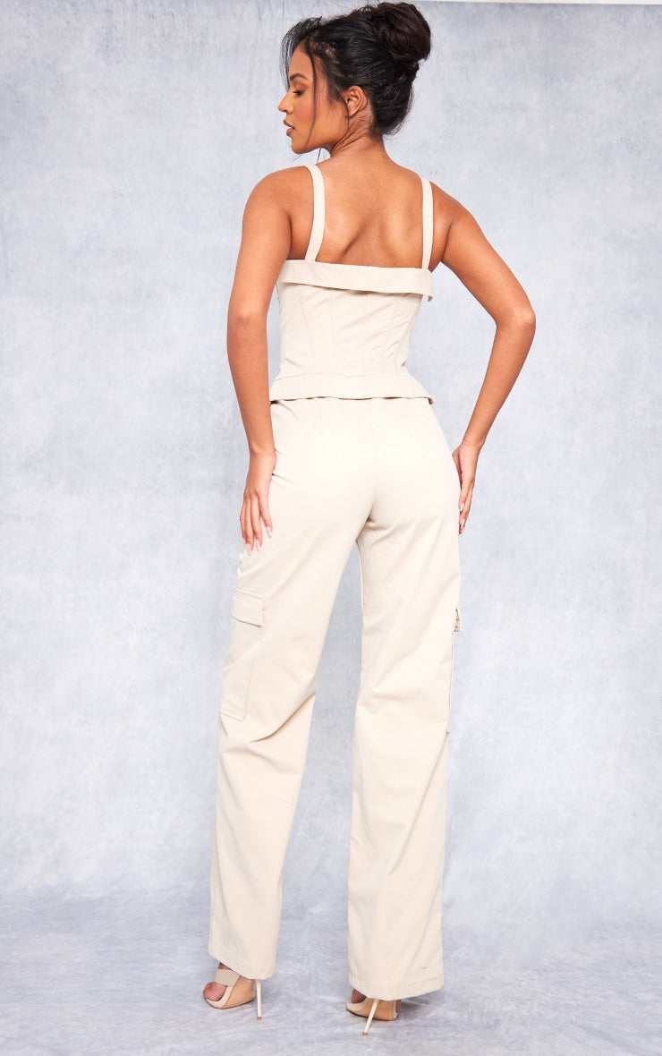 Tall Stone Corset Detailed Wide Leg Jumpsuit