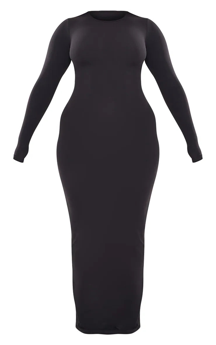 Shape Black Sculpted Long Sleeve Maxi Dress