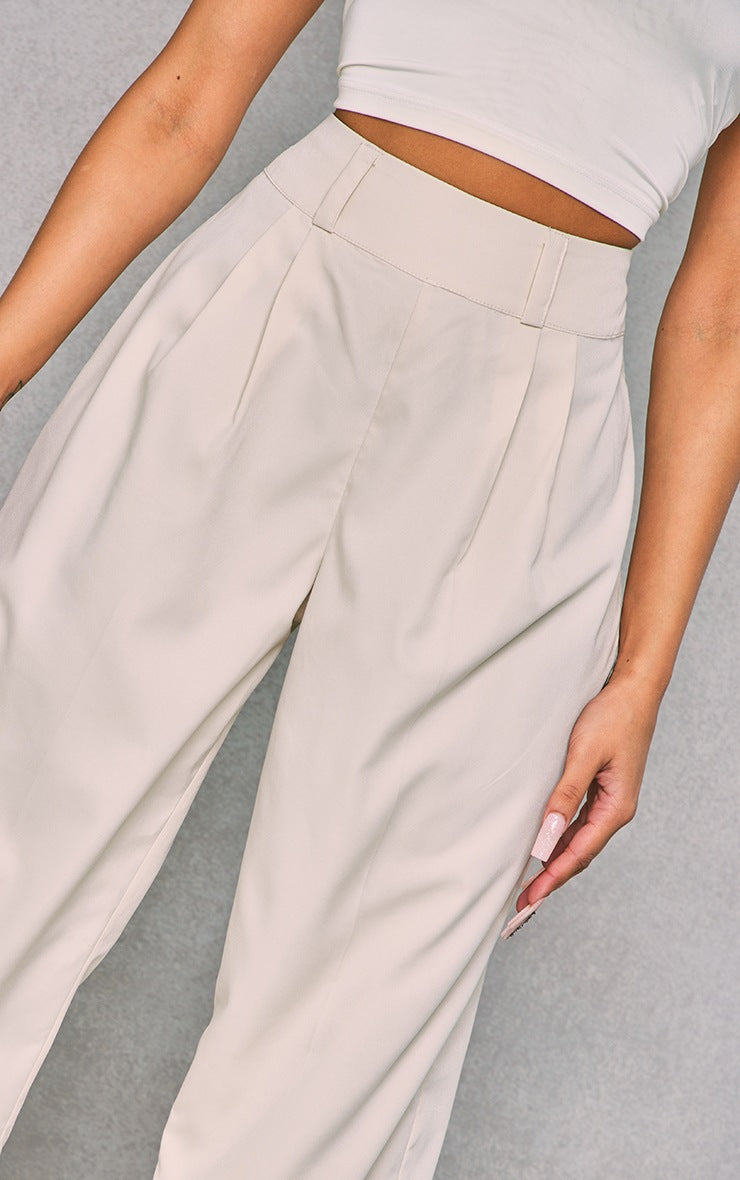 CREAM PEACH SKIN BALLOON OVERSIZED PANTS