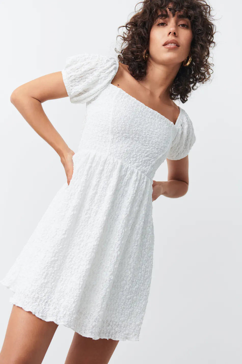 Puff sleeve off shoulder dress