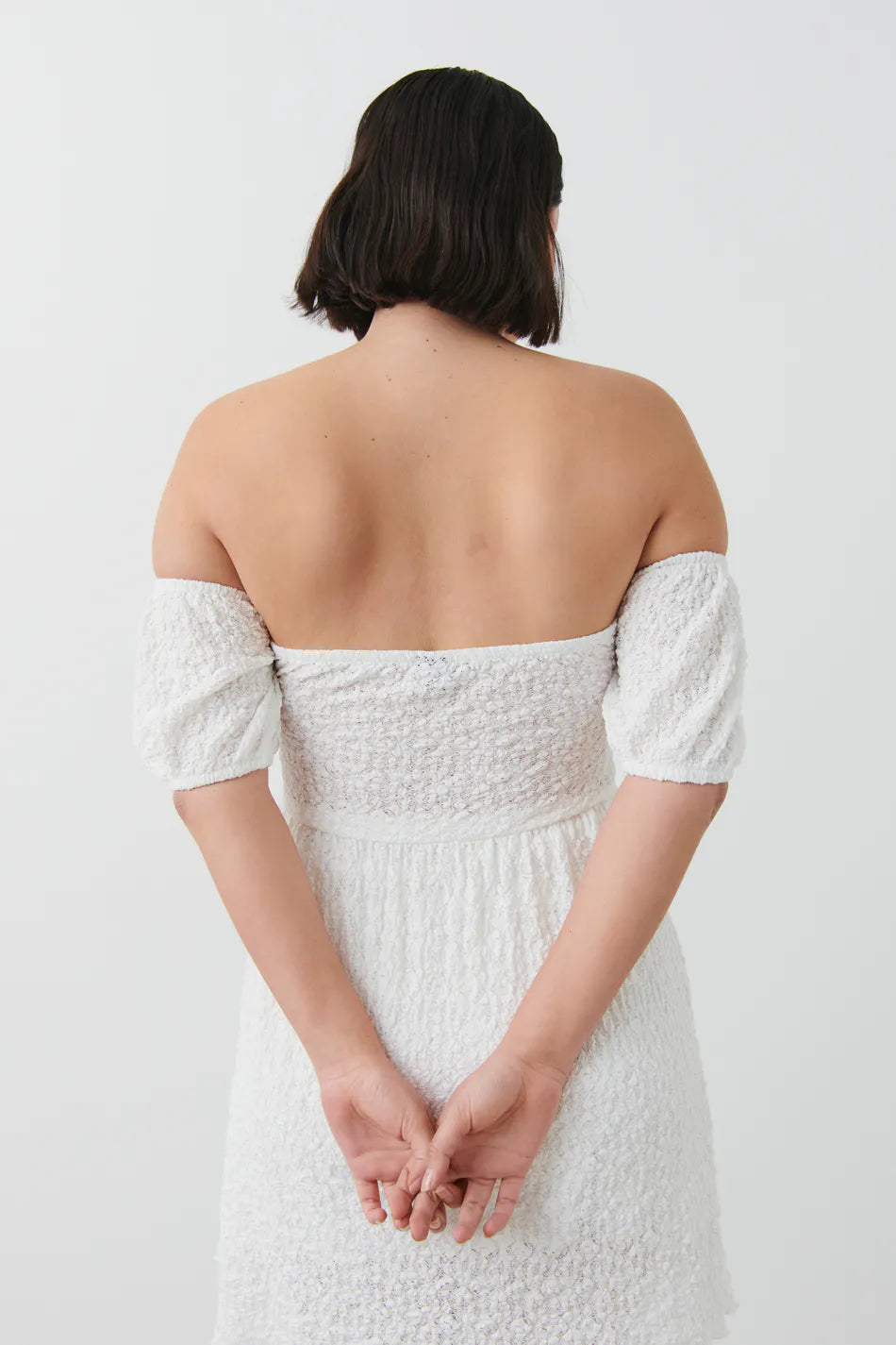 Puff sleeve off shoulder dress