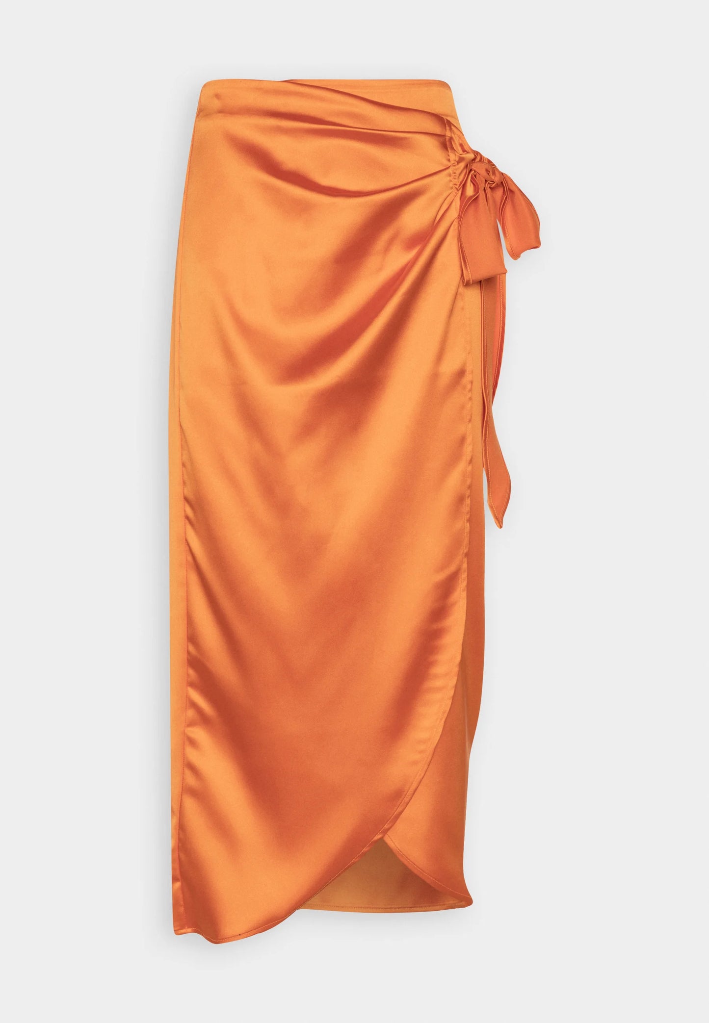 Satin Wrap Midi Skirt