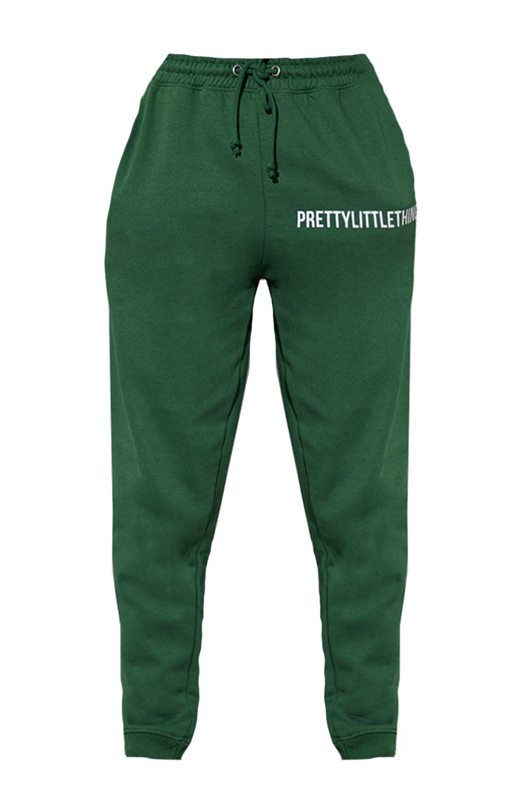 Logo Forest Green High Waisted Cuffed Joggers