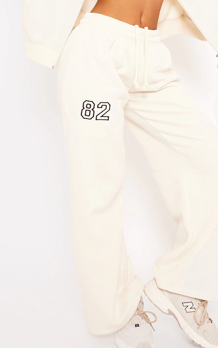 Petite Cream 82 Varsity Wide Leg Sweatpants