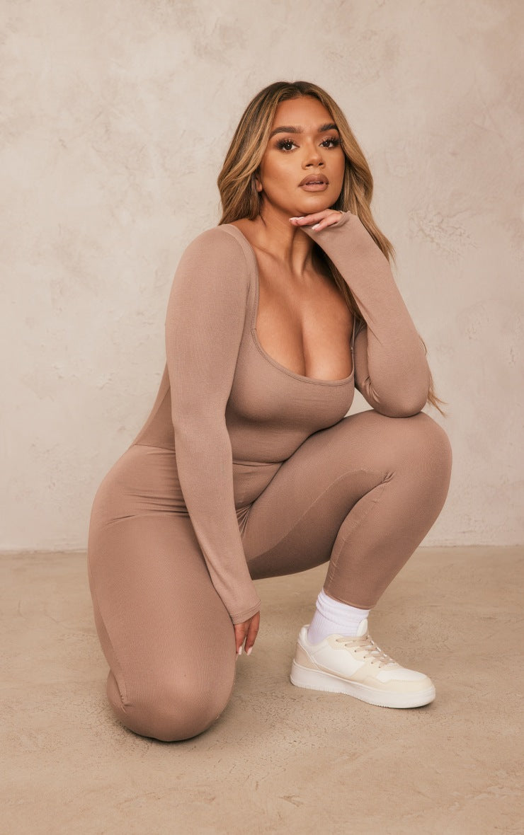 Shape Taupe Jersey Square Neck Jumpsuit