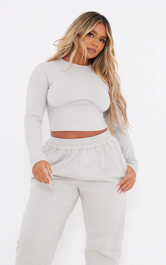 Shape Ash Grey Underbust Long Sleeve Top