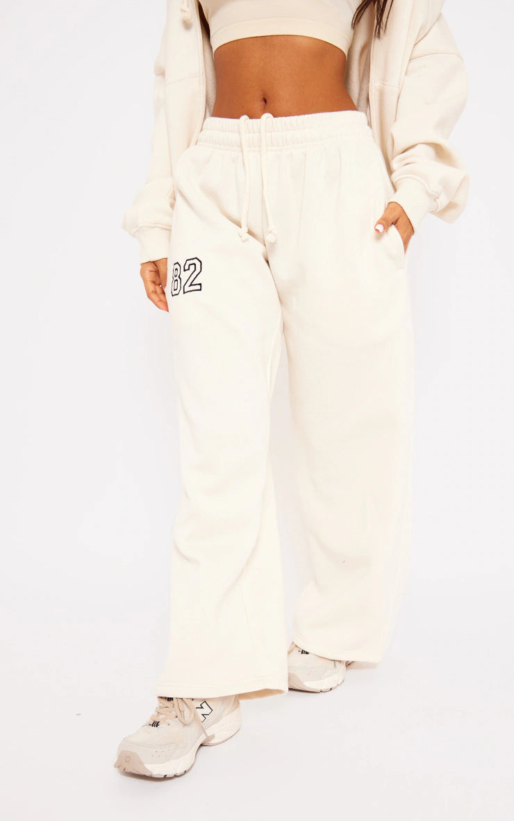 Petite Cream 82 Varsity Wide Leg Sweatpants