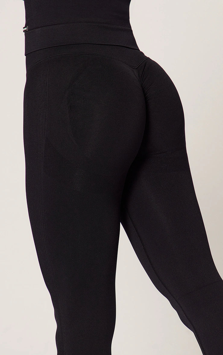 Black Ruched Bum Seamless Leggings