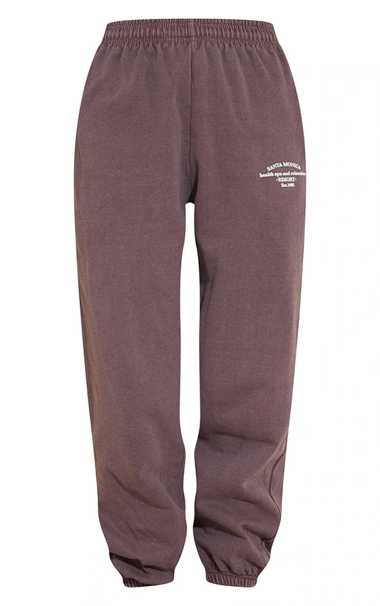 DARK BROWN SANTA MONICA WASHED EMBROIDERED SWEATPANTS