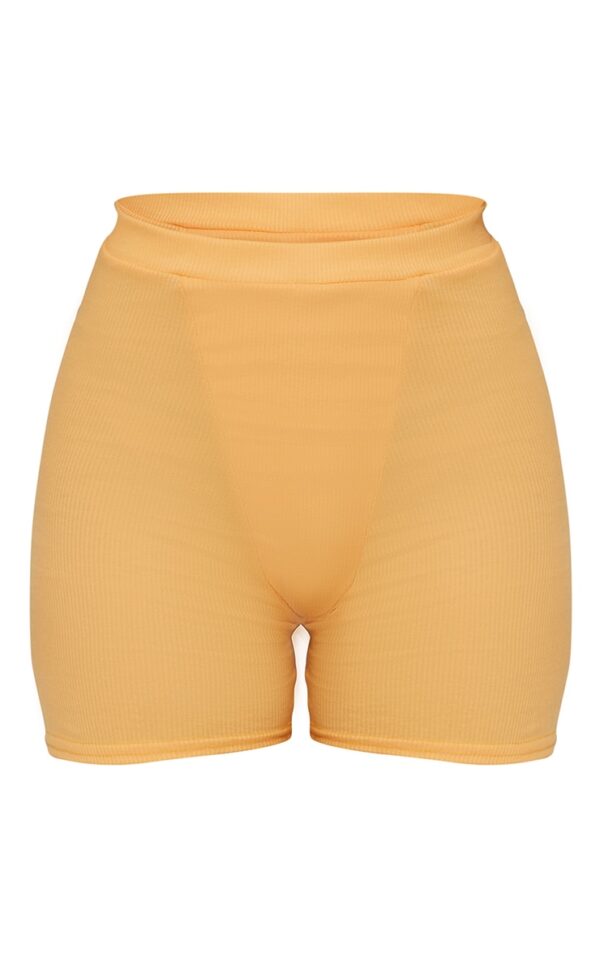 Peach Ribbed Cycle Shorts