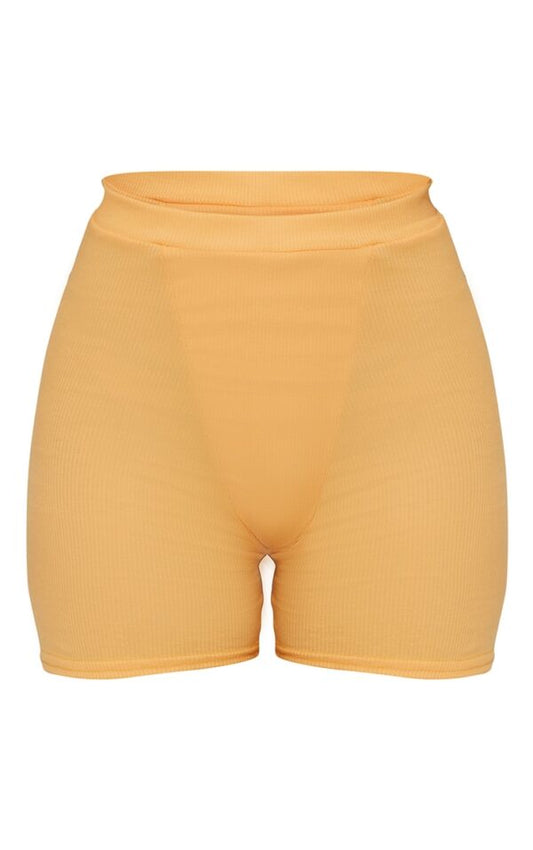 Peach Ribbed Cycle Shorts