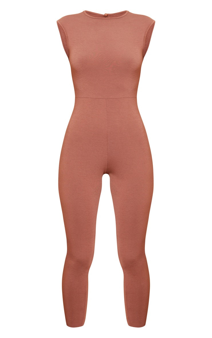 Chocolate Contour Jersey Sleeveless Jumpsuit