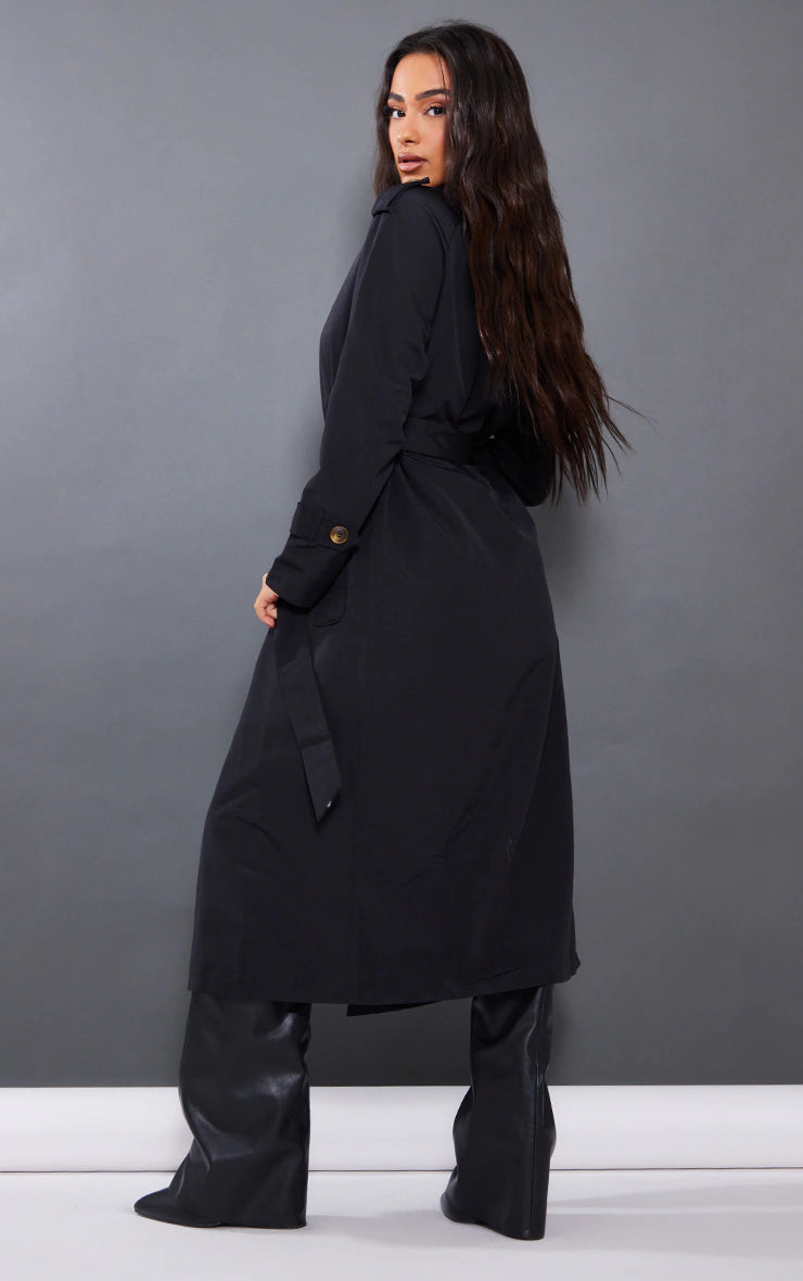 Petite Black Oversized Trench Coat