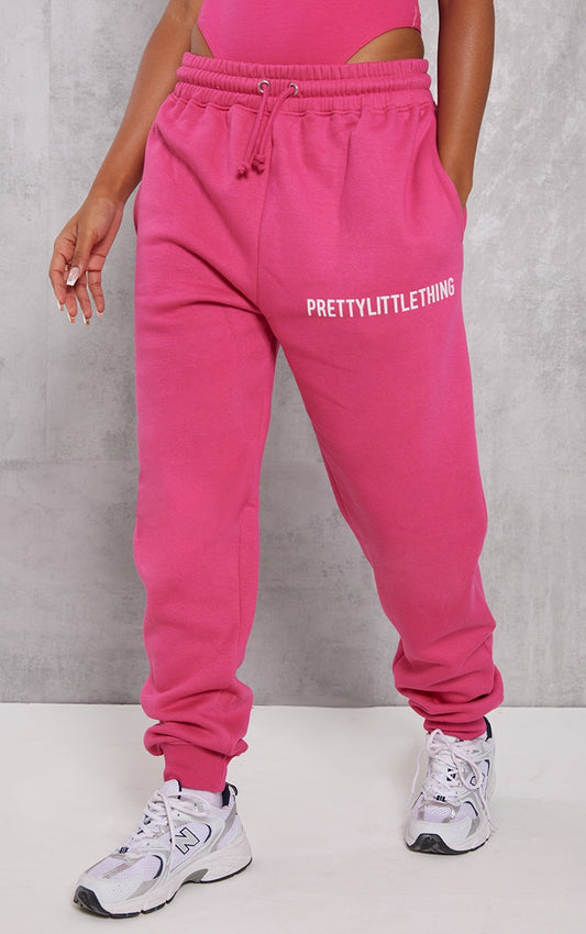 Hot Pink High Waist Cuffed Sweatpant