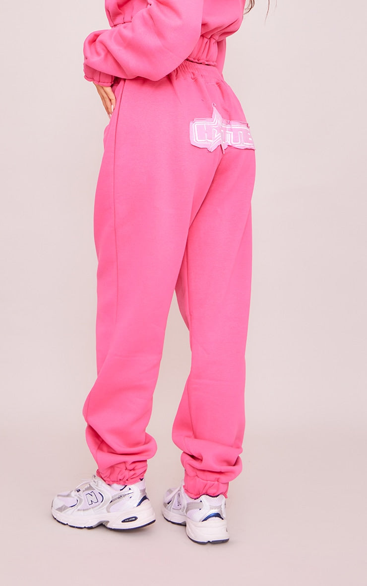 PINK HOTTIE APPLIQUE OVERSIZED CUFFED JOGGERS