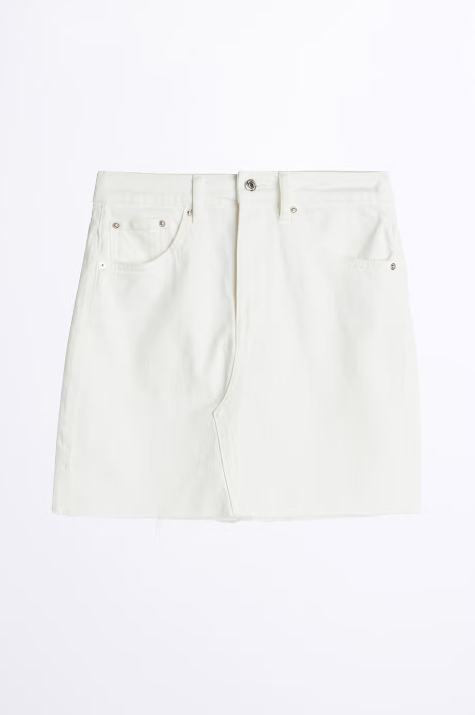 Vintage Denim Skirt White