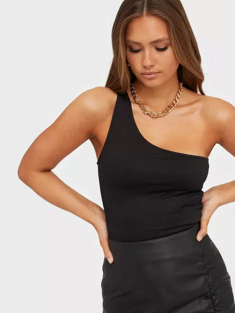 Joline one shoulder top black