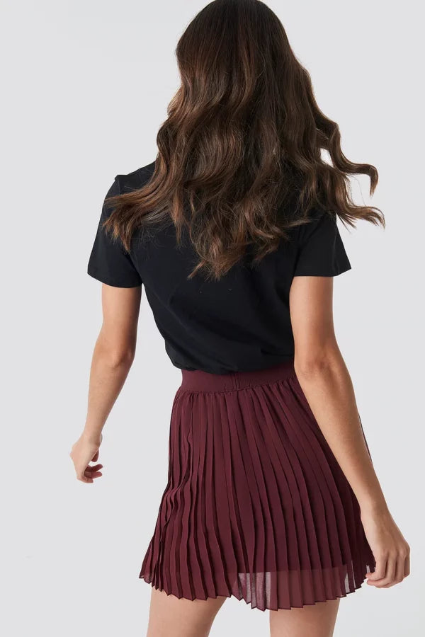 Mini Pleated Skirt Red Wine