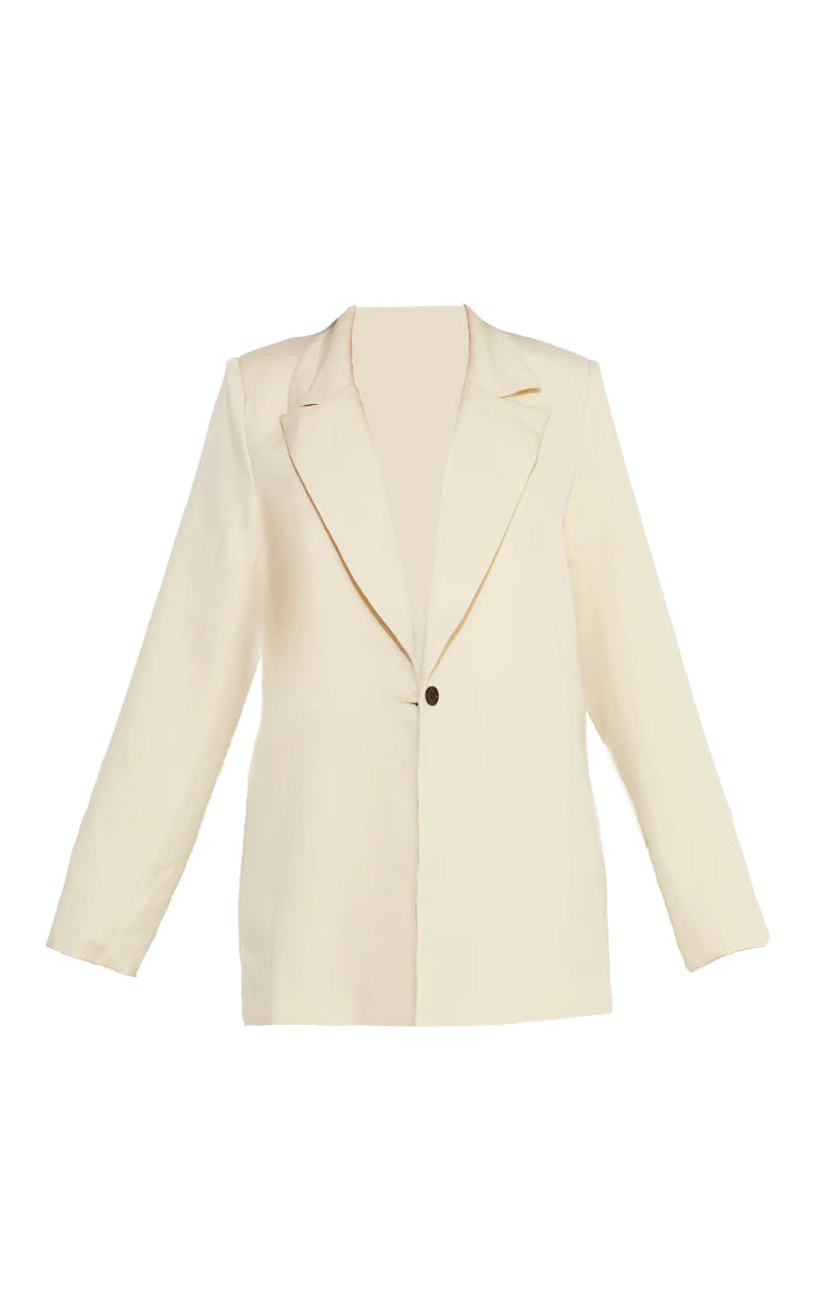 STONE OVERSIZED DRAPEY BUTTON DETAIL BLAZER