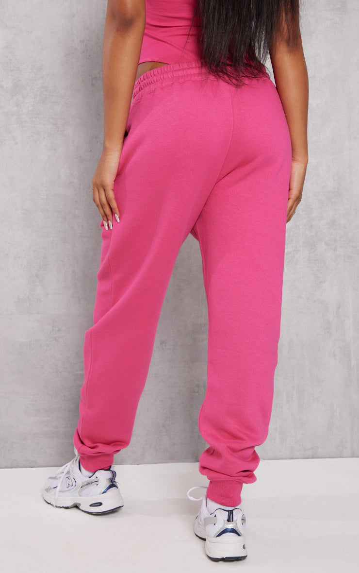 Hot Pink High Waist Cuffed Sweatpant