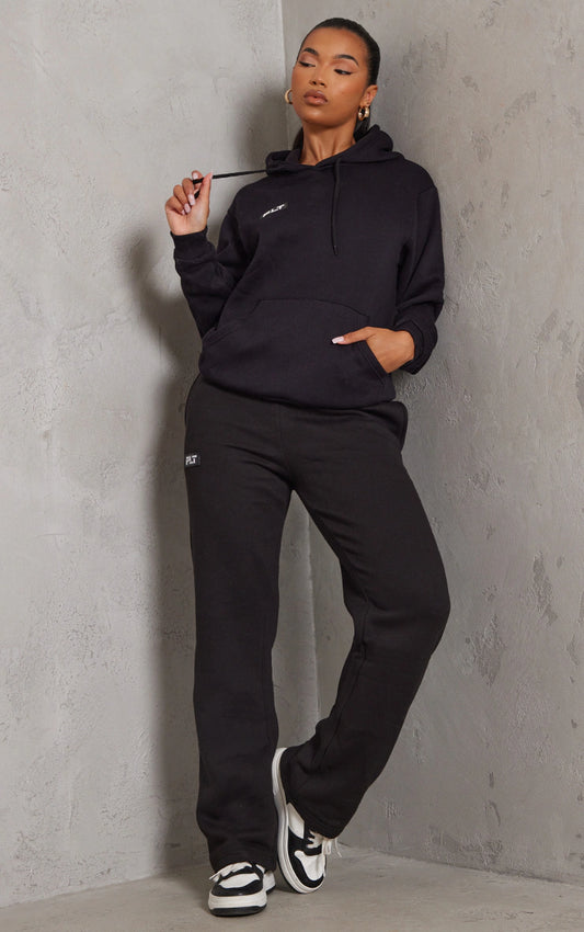 Logo Black Badge Detail Oversized Fit Hoodie & Detail Straight Sweatpants SET