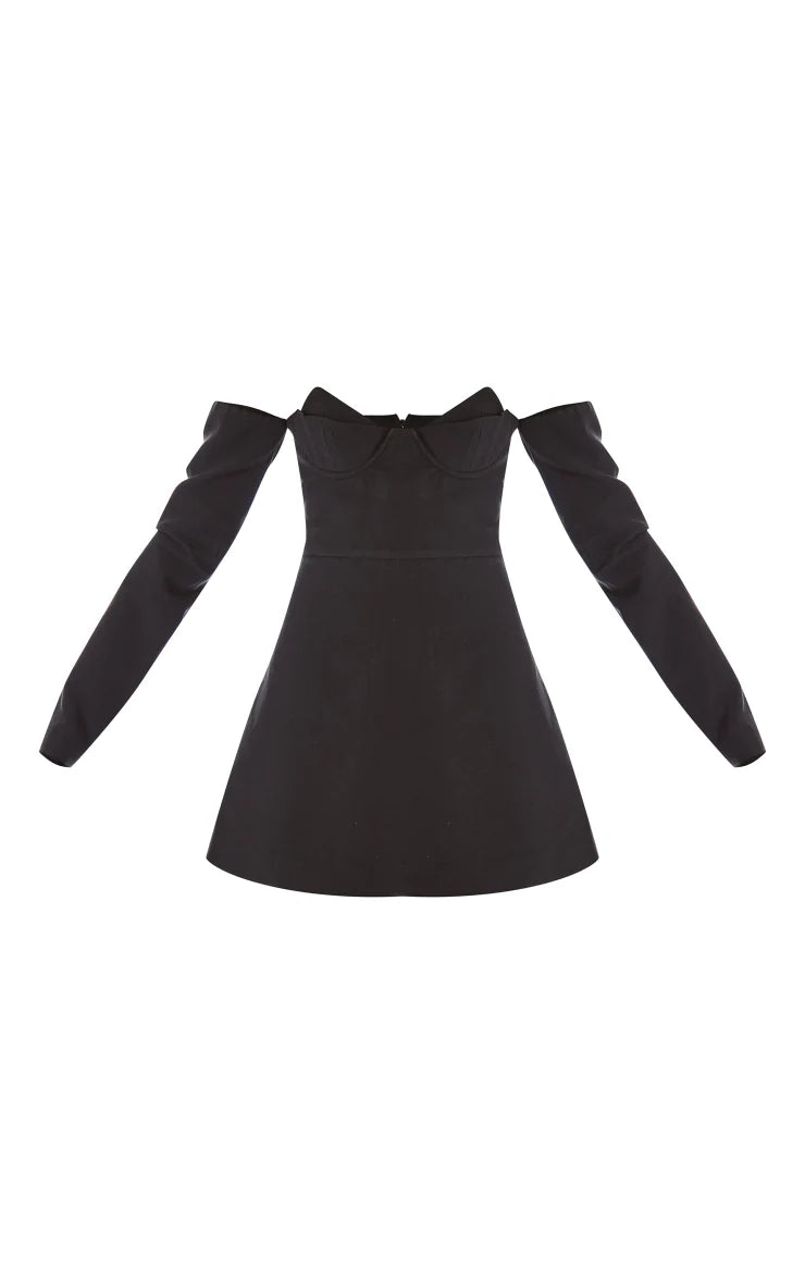 Label Black Bust Detail Tailored A-Line Mini Dress