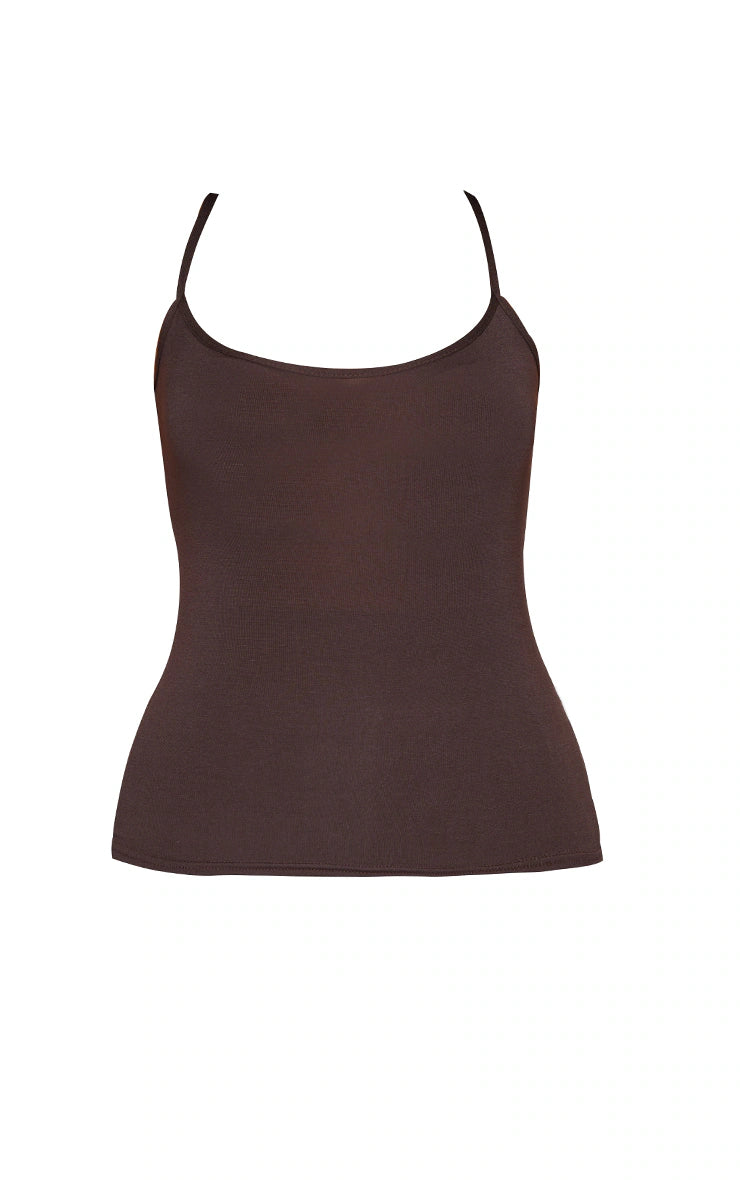 Basic Chocolate Strappy Vest Top