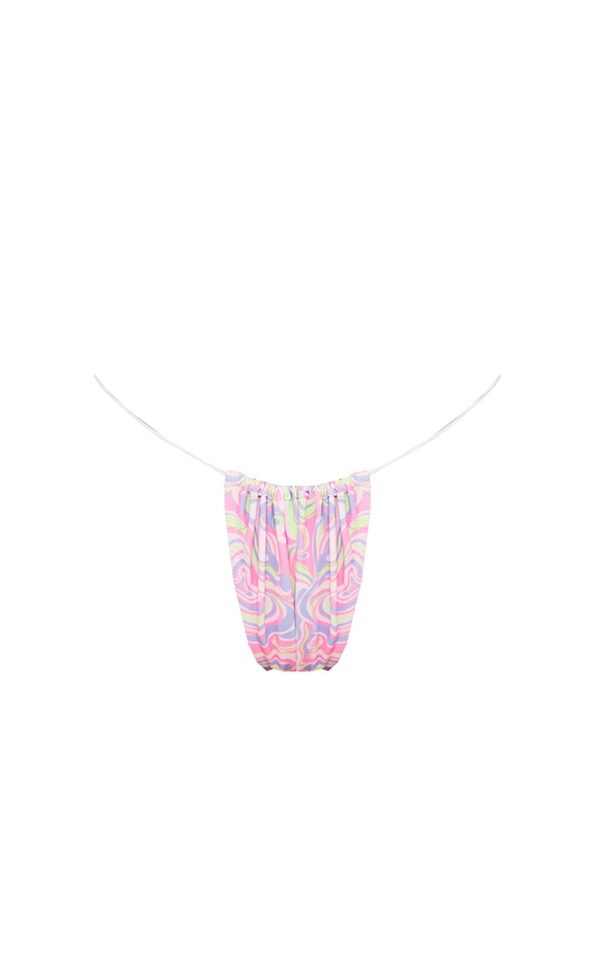 PINK SWIRL PRINT TANGA BIKINI BOTTOMS