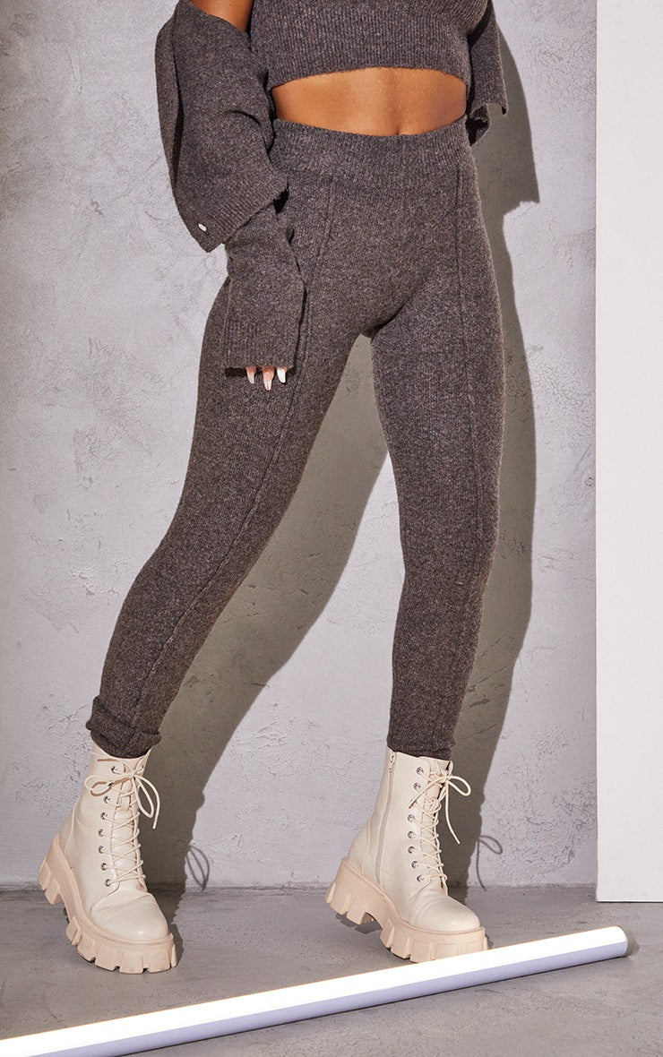 Chocolate Knitted High Waisted Leggings