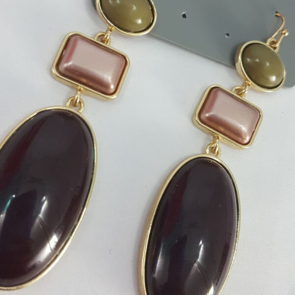 Dark Ombre Colours Triple Pearl Earrings