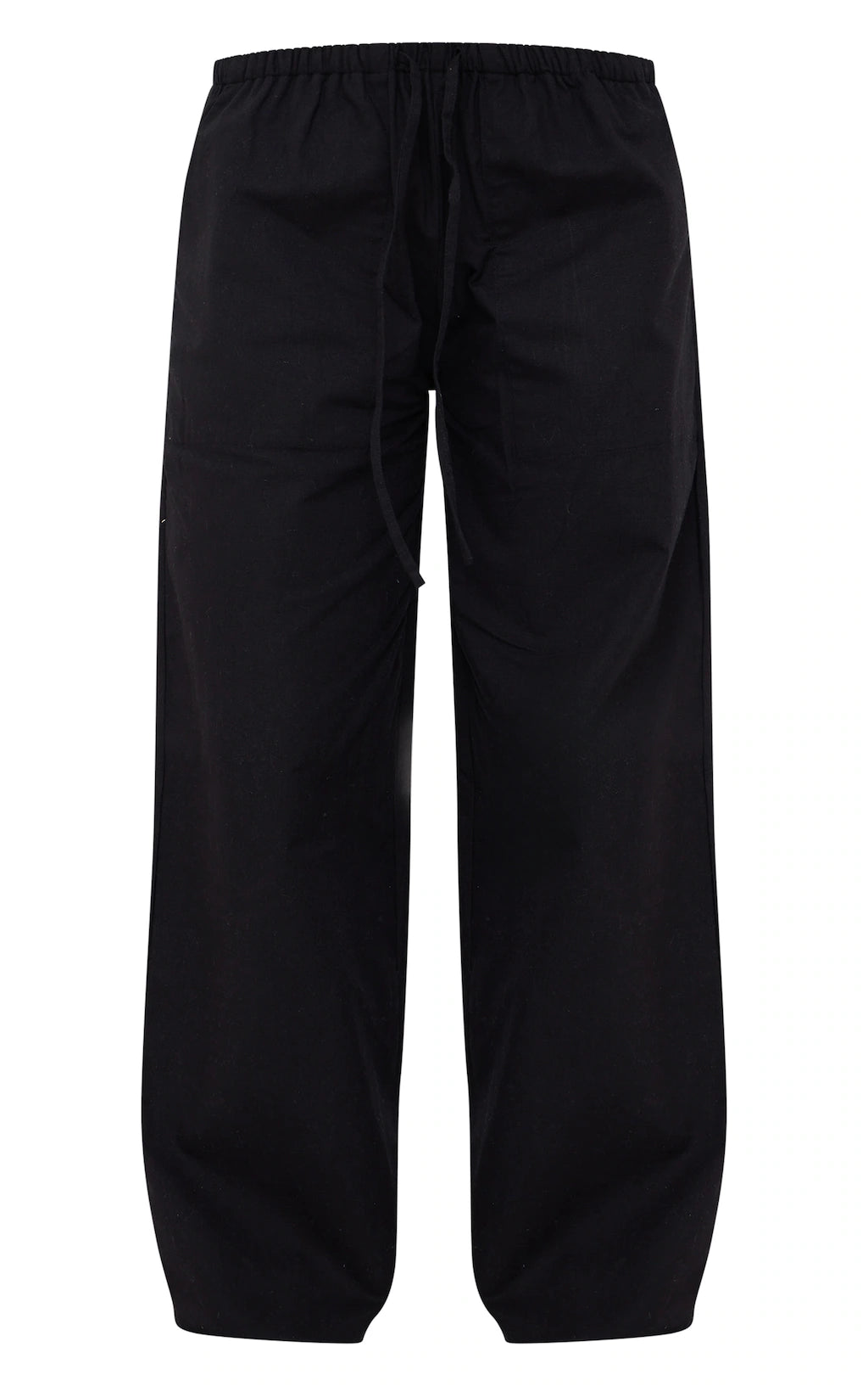 Black Linen Feel Drawstring Waist Trousers