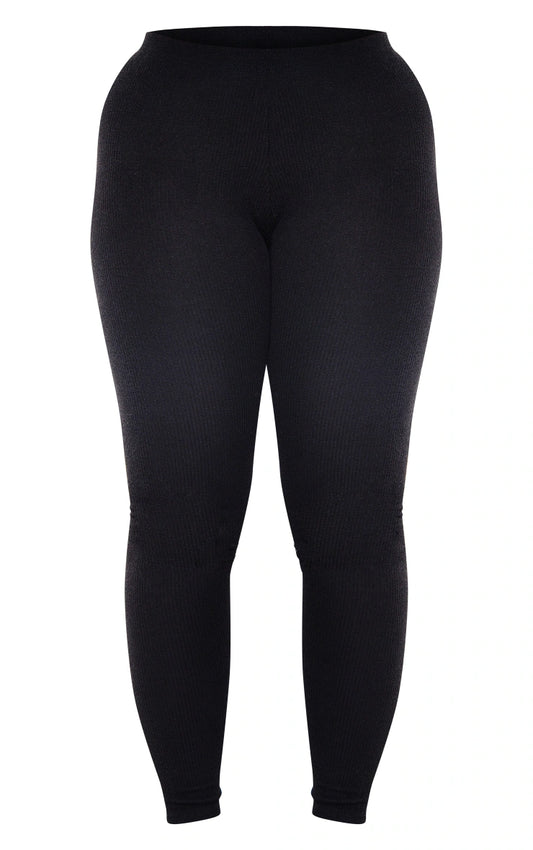 Shape Black Rib High Waisted Leggings