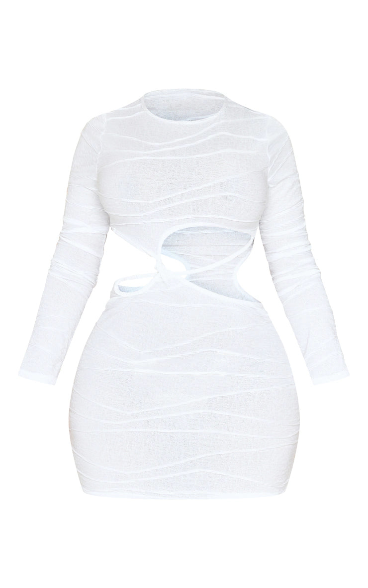 Shape White Textured Jersey Cut Out Bodycon Dress