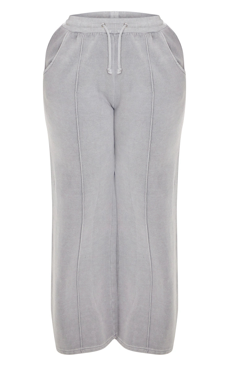 SHAPE LIGHT GREY SWEAT SEAM DETAIL WIDE LEG SWEATPANTS