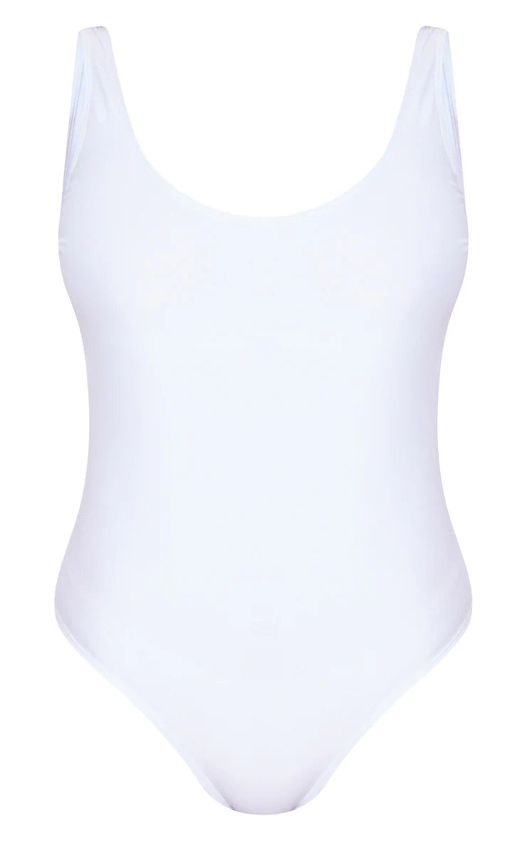 White Basic Scoop Swimsuit