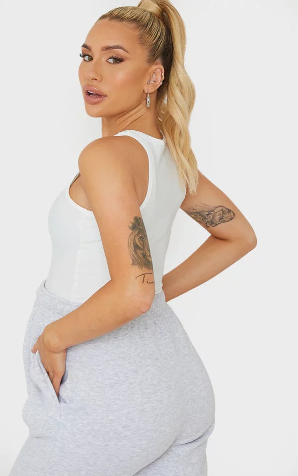 Maternity White Slinky Fitted Racer Top