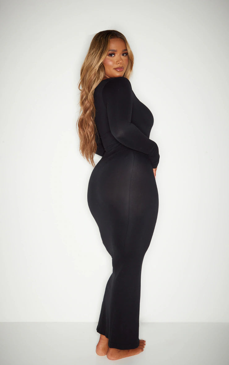 Shape Black Stretch Seamless Long Sleeve Maxi Dress