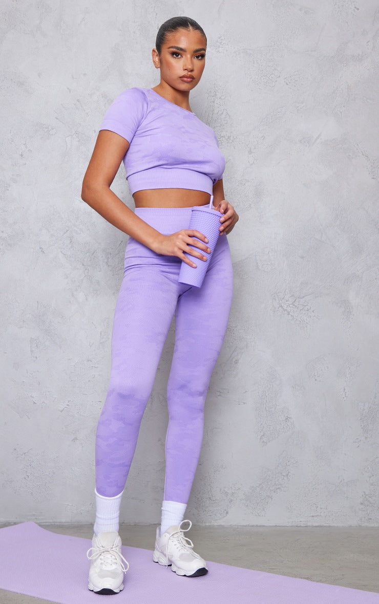 Lilac Sport Seamless Textured Cropped T-Shirt