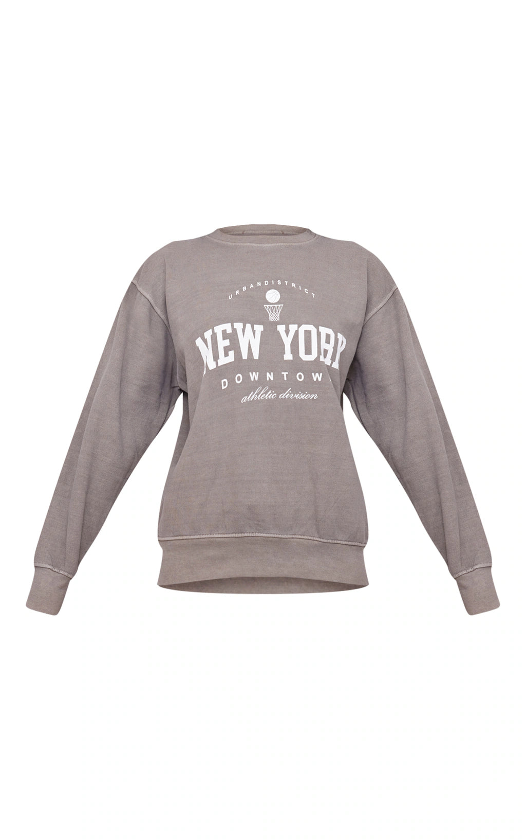 Mocha New York Downtown Slogan Printed Sweatshirt