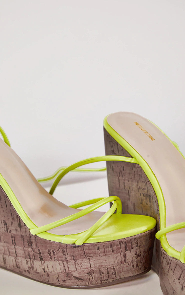 Lime Lace Up Cork Wedge