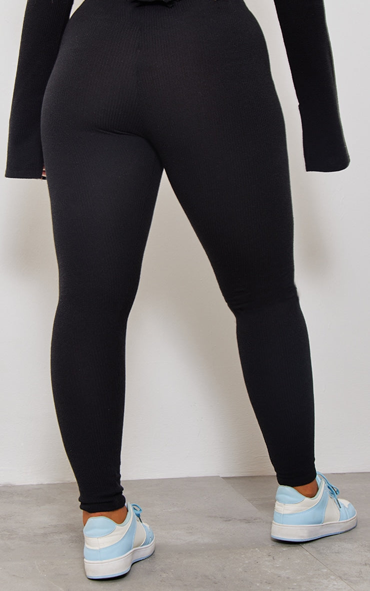 Shape Black Rib High Waisted Leggings