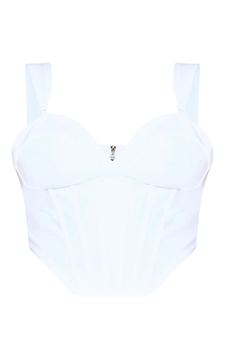 Plus White Bandage Dip Hem Bust Cup Corset