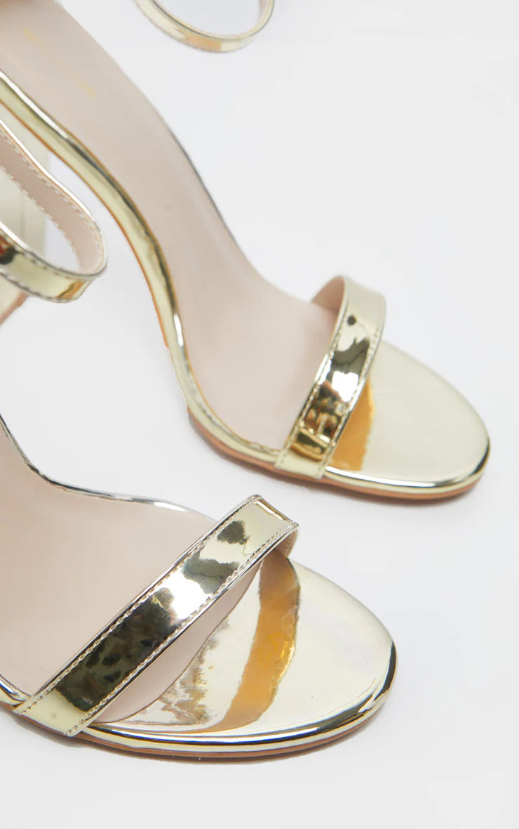 May Gold Block Heeled Sandal